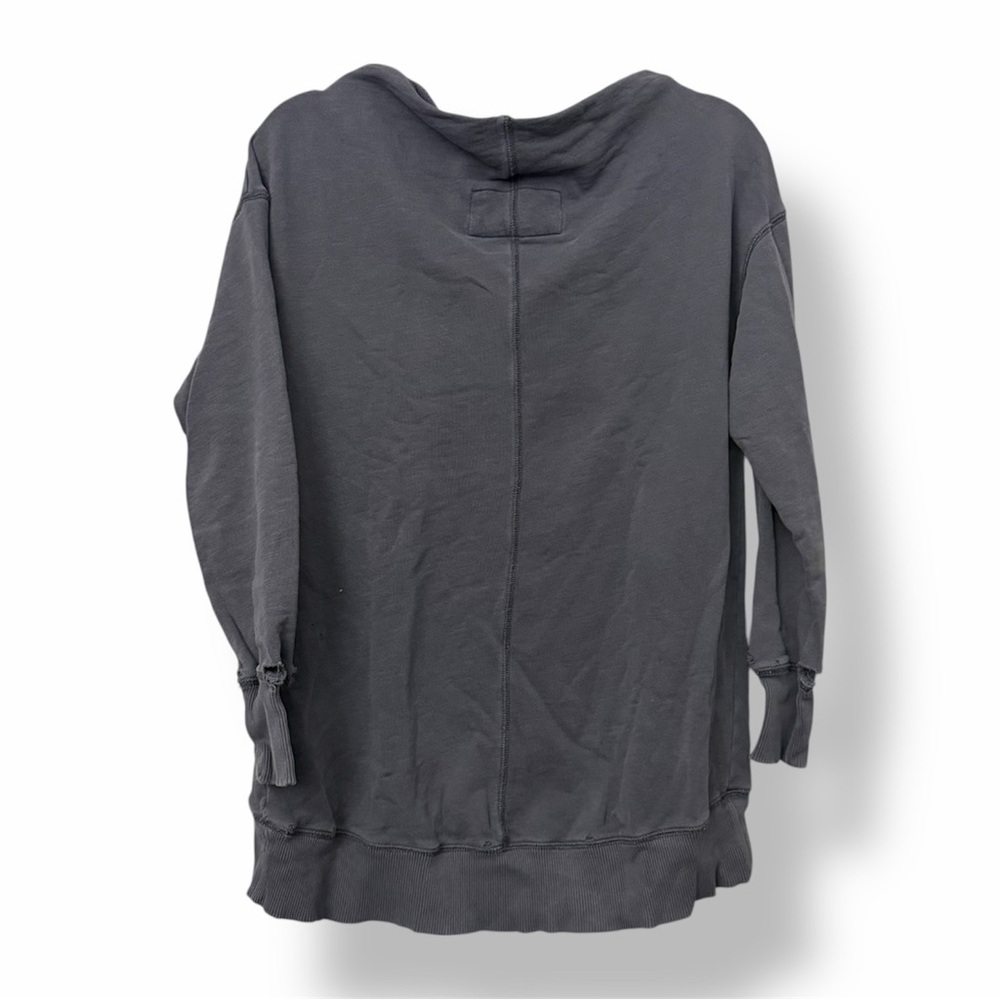 Anthropologie Pilcro Distressed Mock Neck Crewneck Sweatshirt Gray - Picture 3 of 5